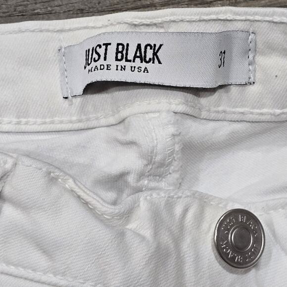 Just Black Denim White Distressed Skinny Leg Jeans Made In USA Women's Size 31 - Picture 4 of 8